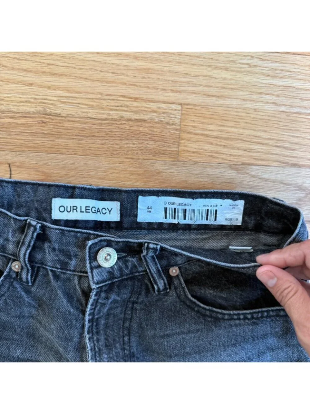 Our Legacy Third Cut Jeans Relaxed Straight Leg Washed Black Denim 30/28